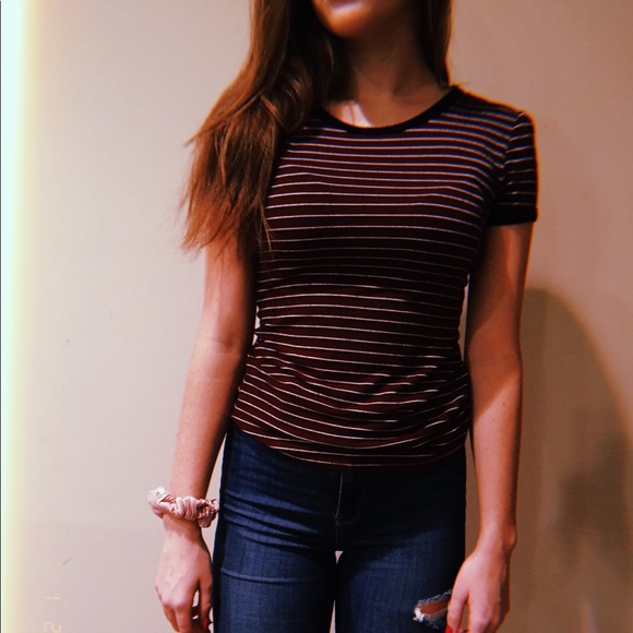 Red, black, and white stripped shirt - Picture 3 of 3